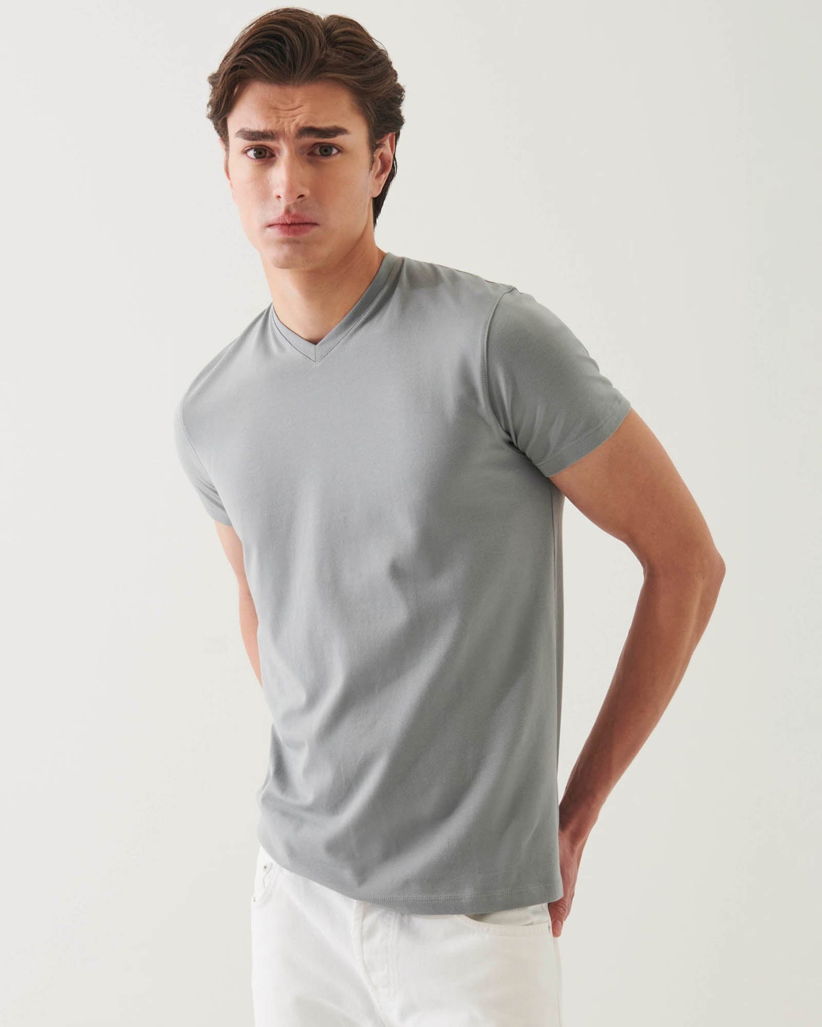 Short Sleeve V-Neck Stretch Tee