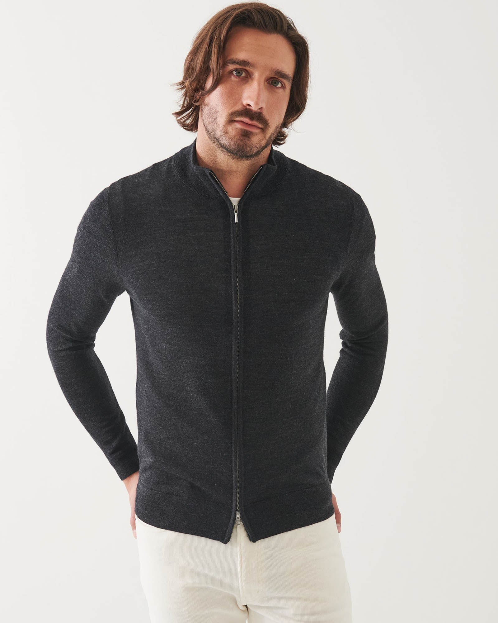 Merino Full Zip Mock Neck