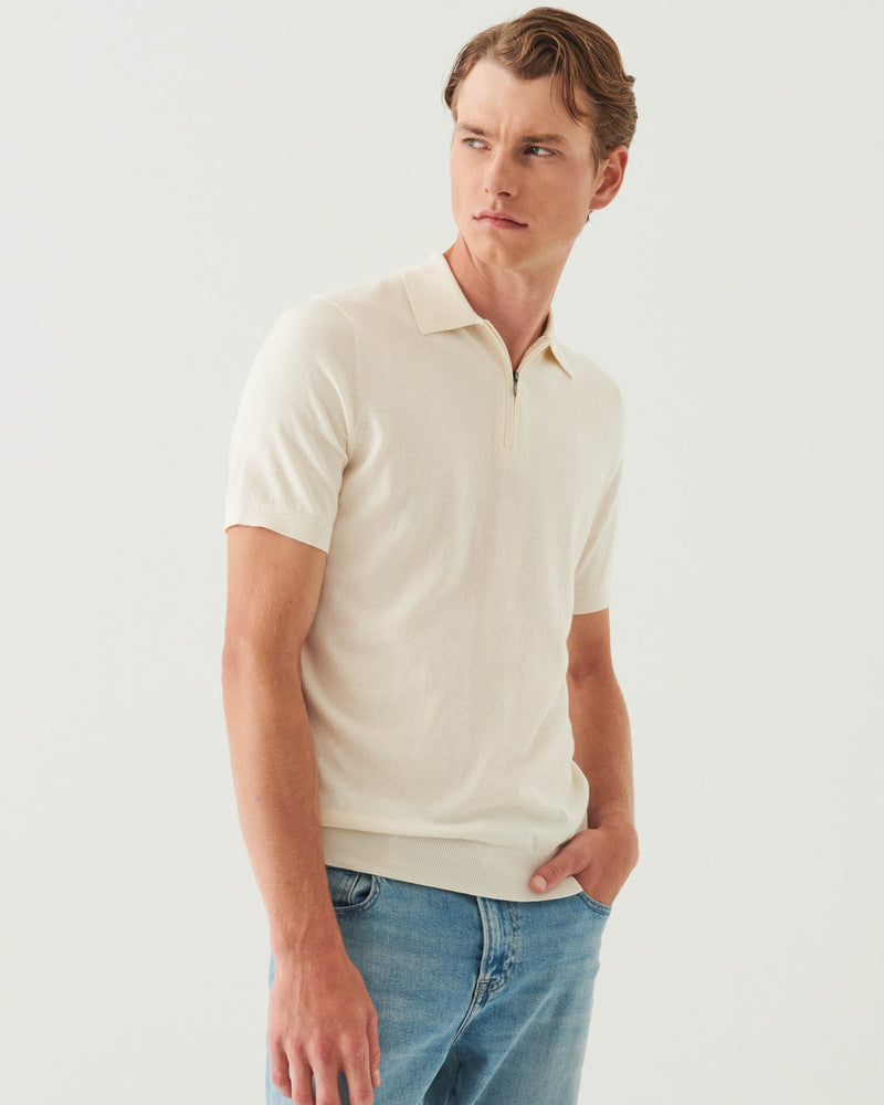 Short Sleeve Zip Polo Sweater