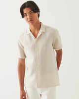 Linen Stripe Camp Collar Shirt