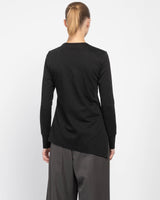 Long Sleeve Unbalance Slit T-Shirt