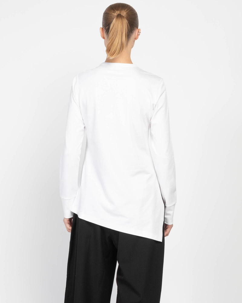 Long Sleeve Unbalance Slit T-Shirt