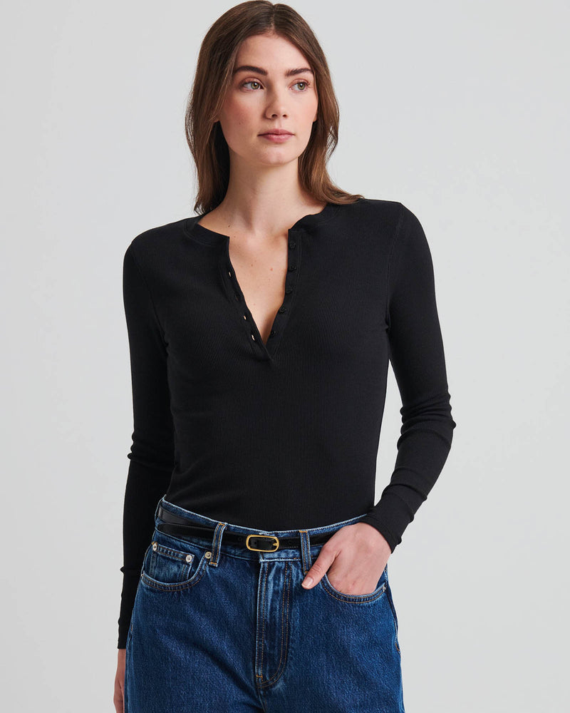 Long Sleeve Rib Henley