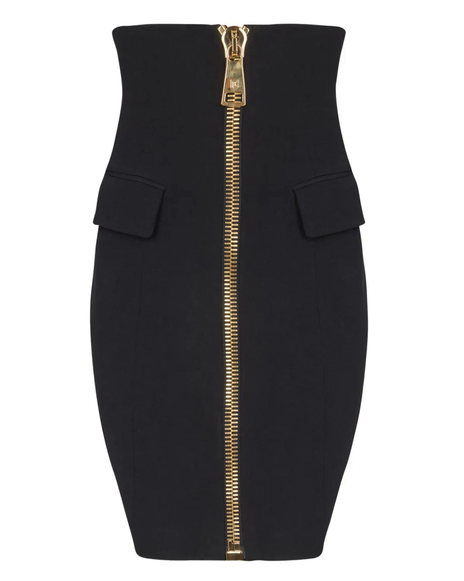 High Waist Zipped Knee Length Skirt