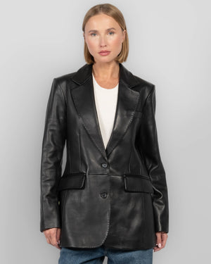 Blazer en cuir cendré