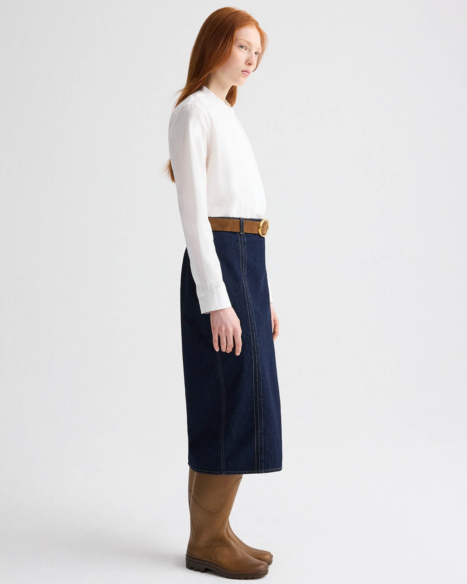 Denim Skirt With Seams
