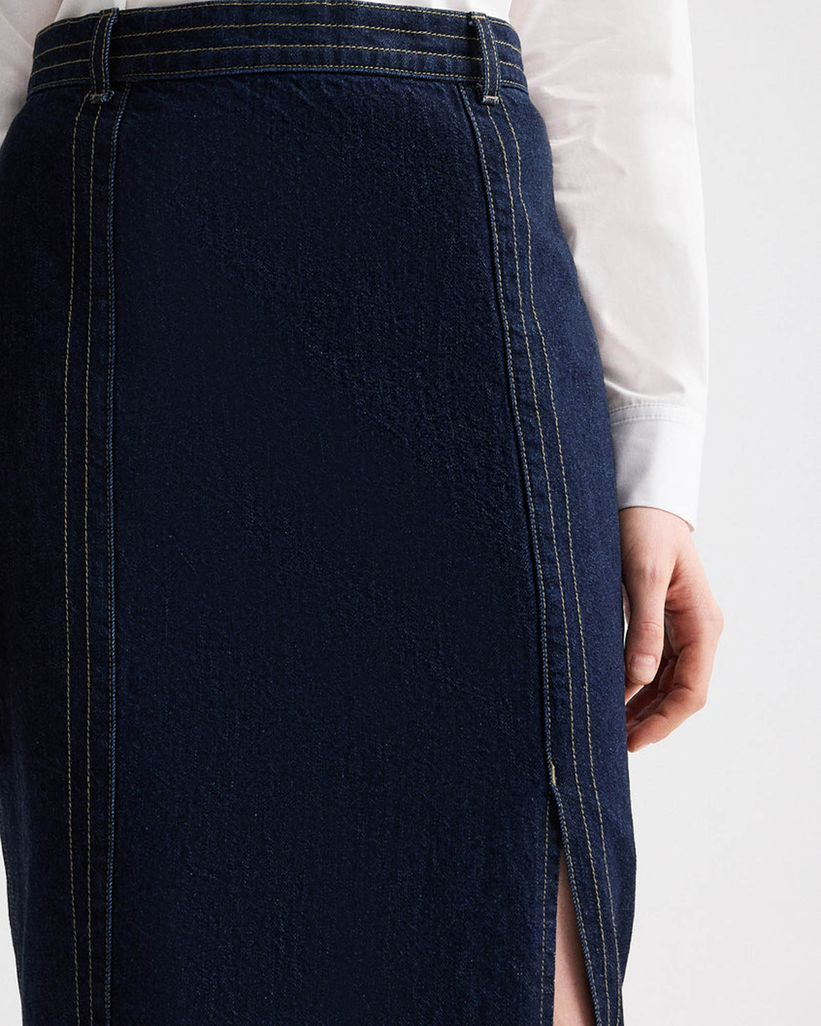 Denim Skirt With Seams