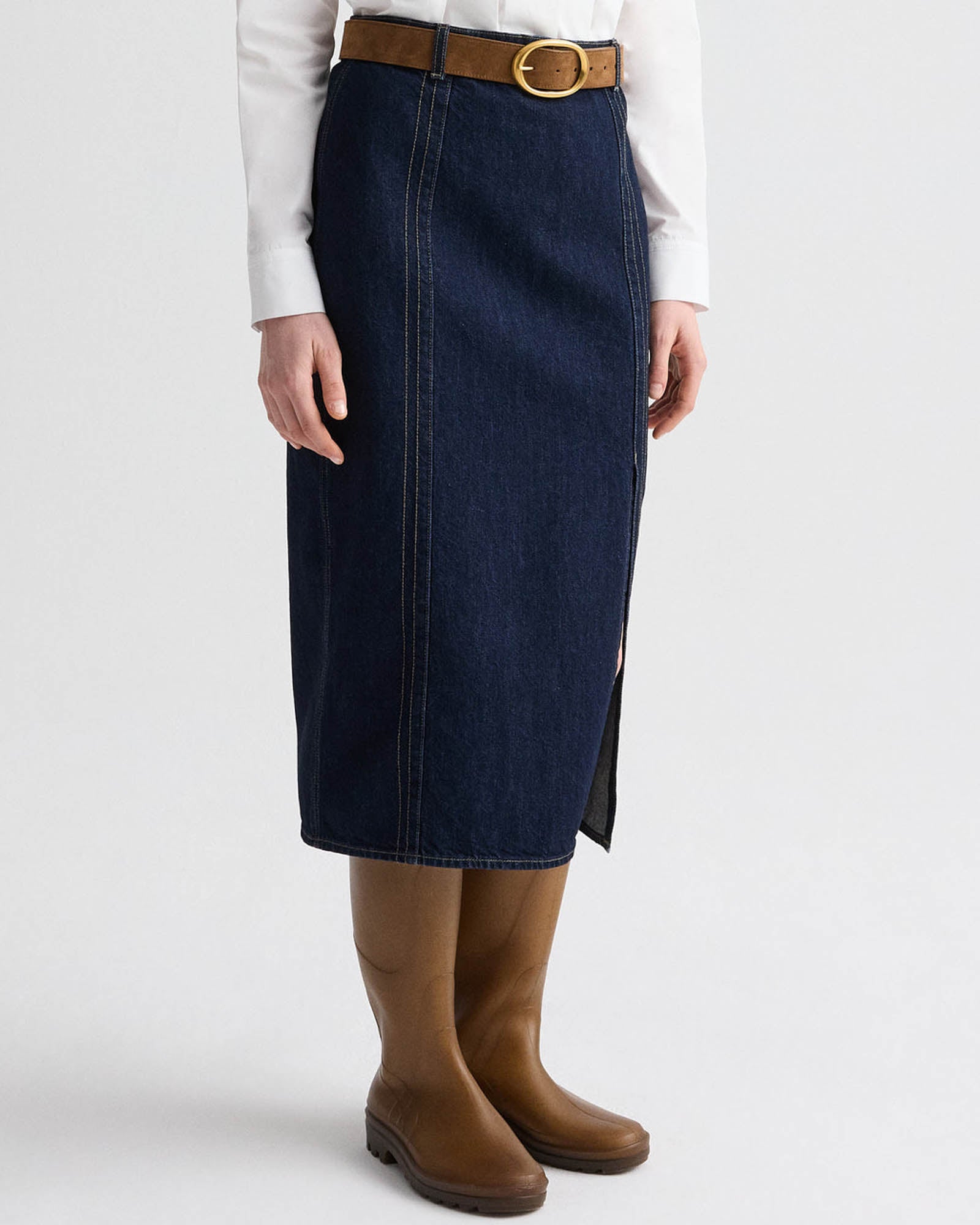 Denim Skirt With Seams