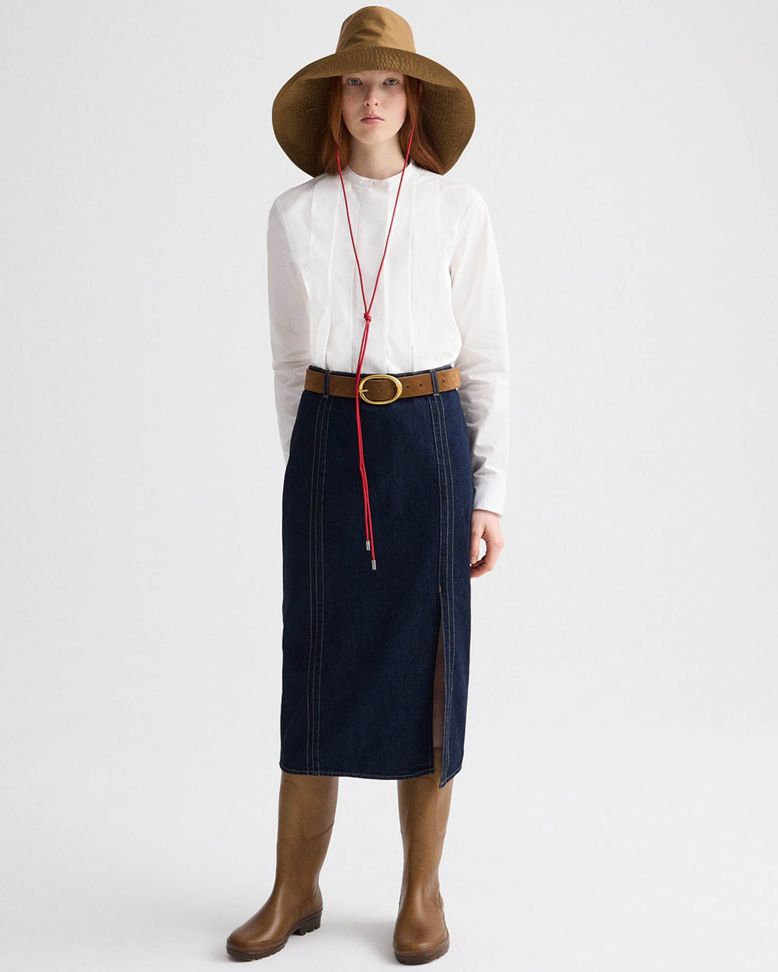 Denim Skirt With Seams