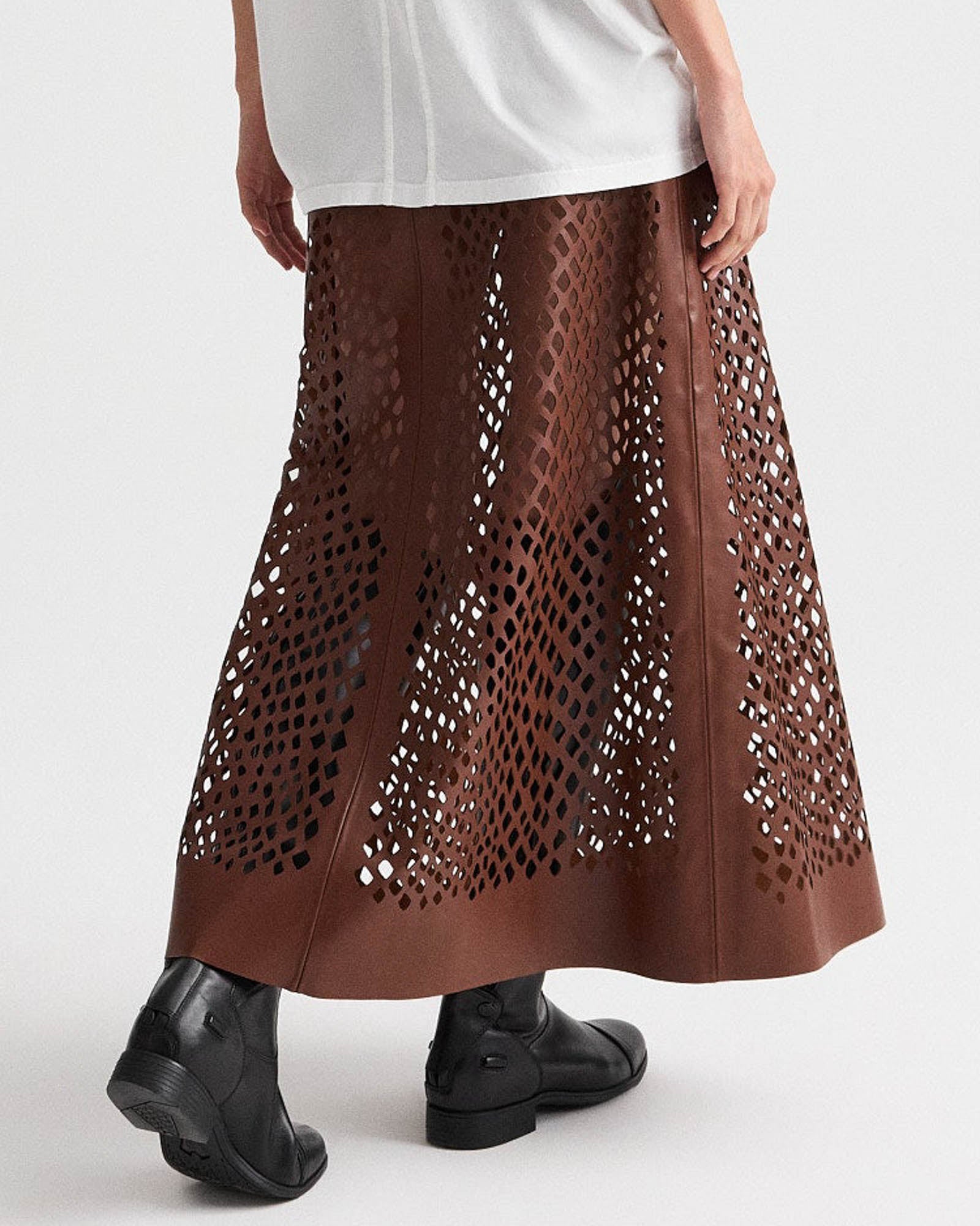 Perforated Laser Cut Aline Skirt