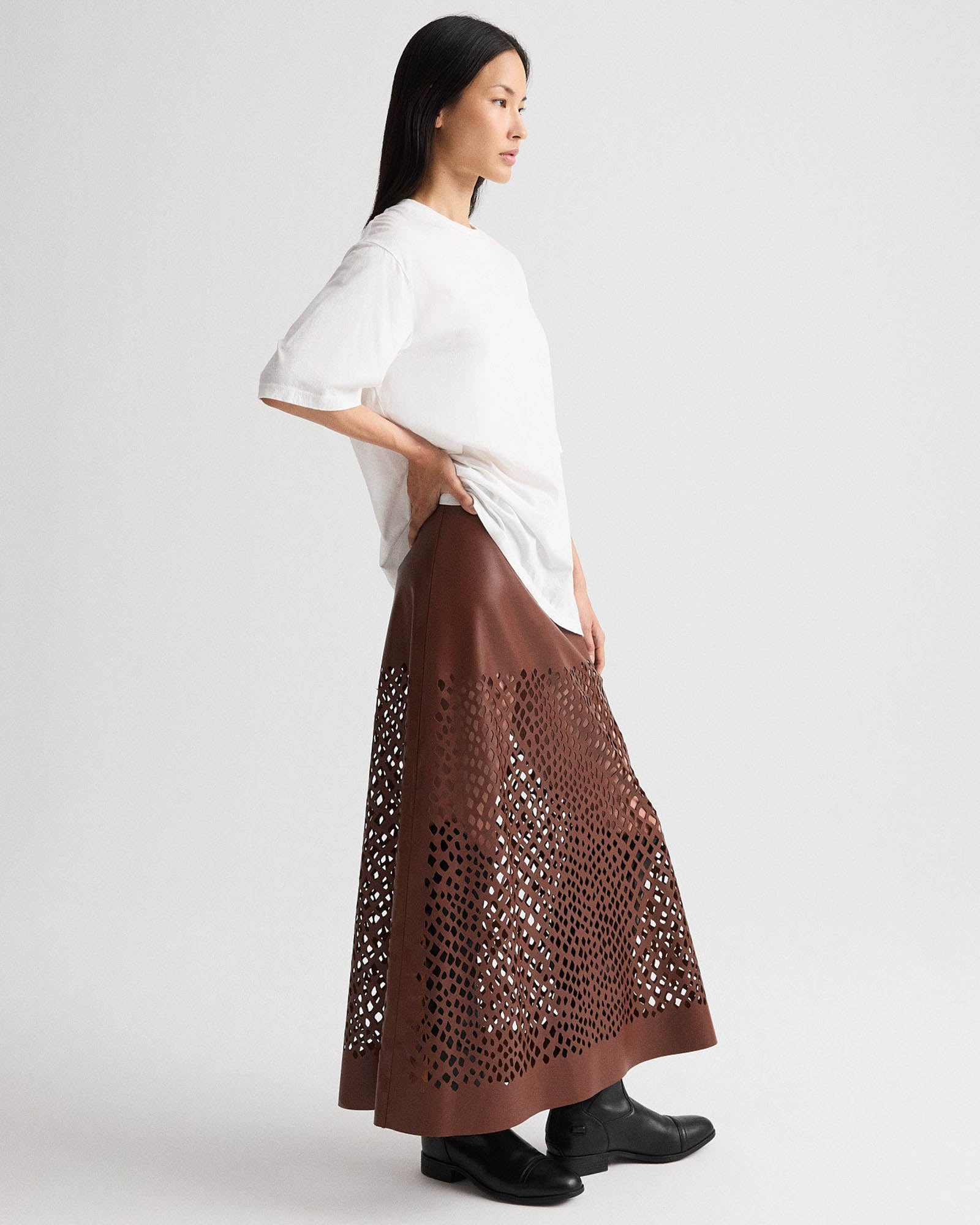 Perforated Laser Cut Aline Skirt