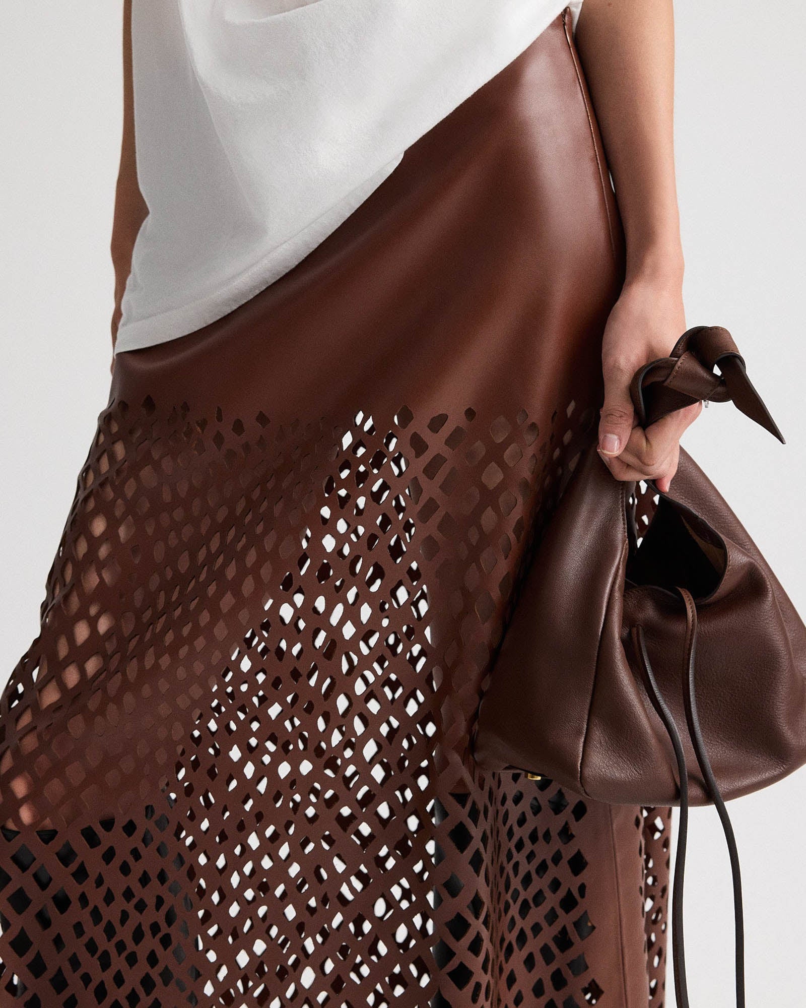 Perforated Laser Cut Aline Skirt