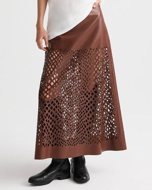 Perforated Laser Cut Aline Skirt