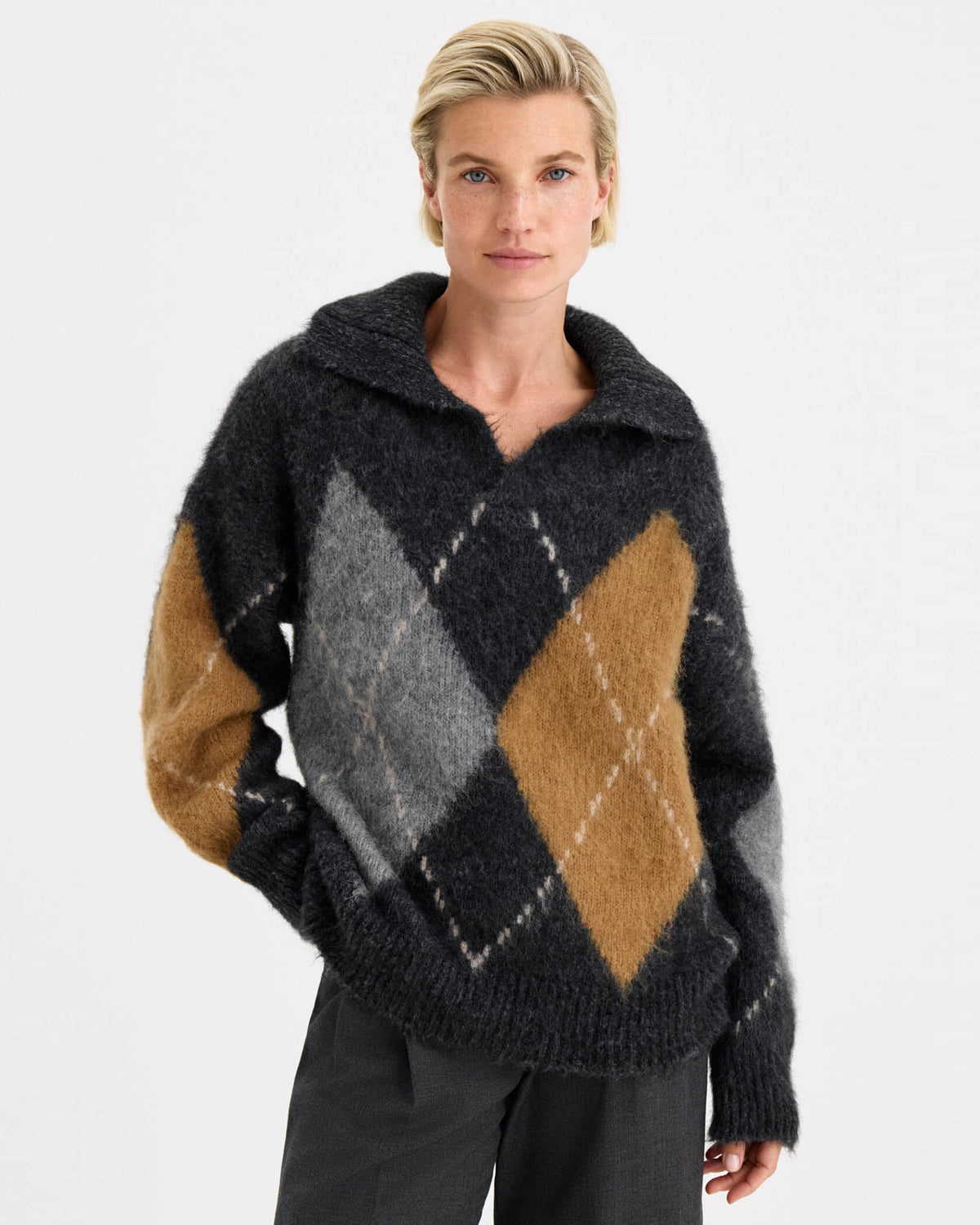 Alpaca Check Sweater