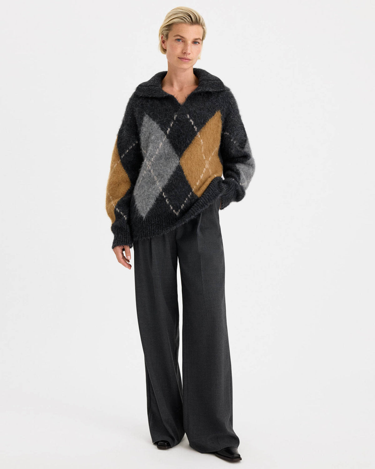 Alpaca Check Sweater