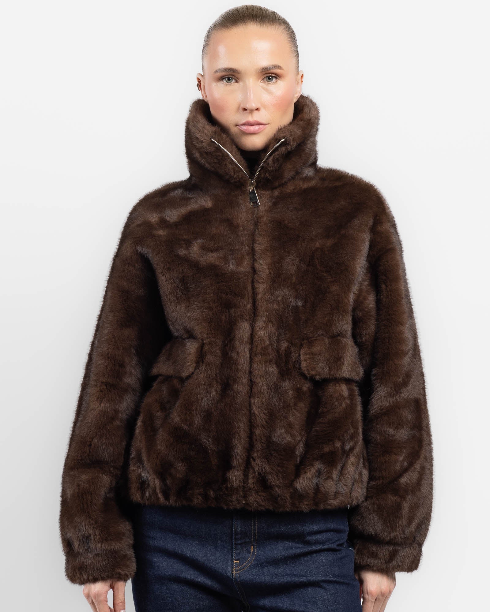 Blouson aviateur en fausse fourrure