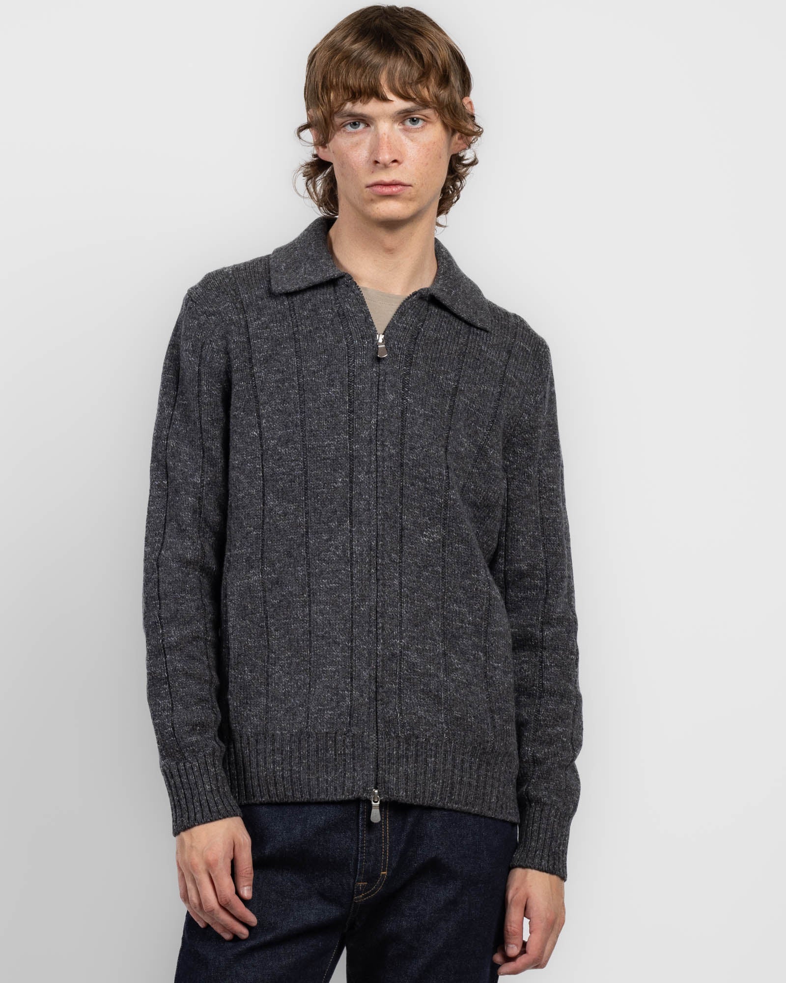 Dropstitch Zip Sweater