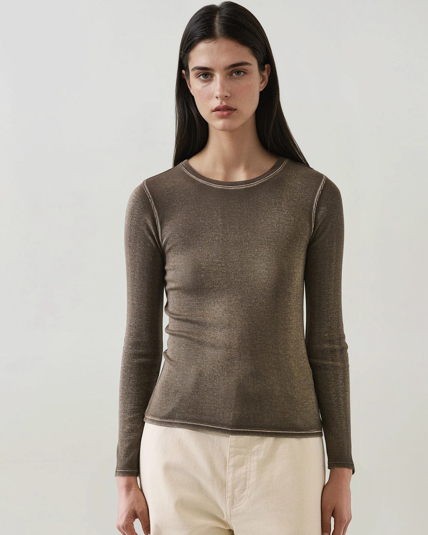 Long Sleeve Vintage Ribbed Crewneck
