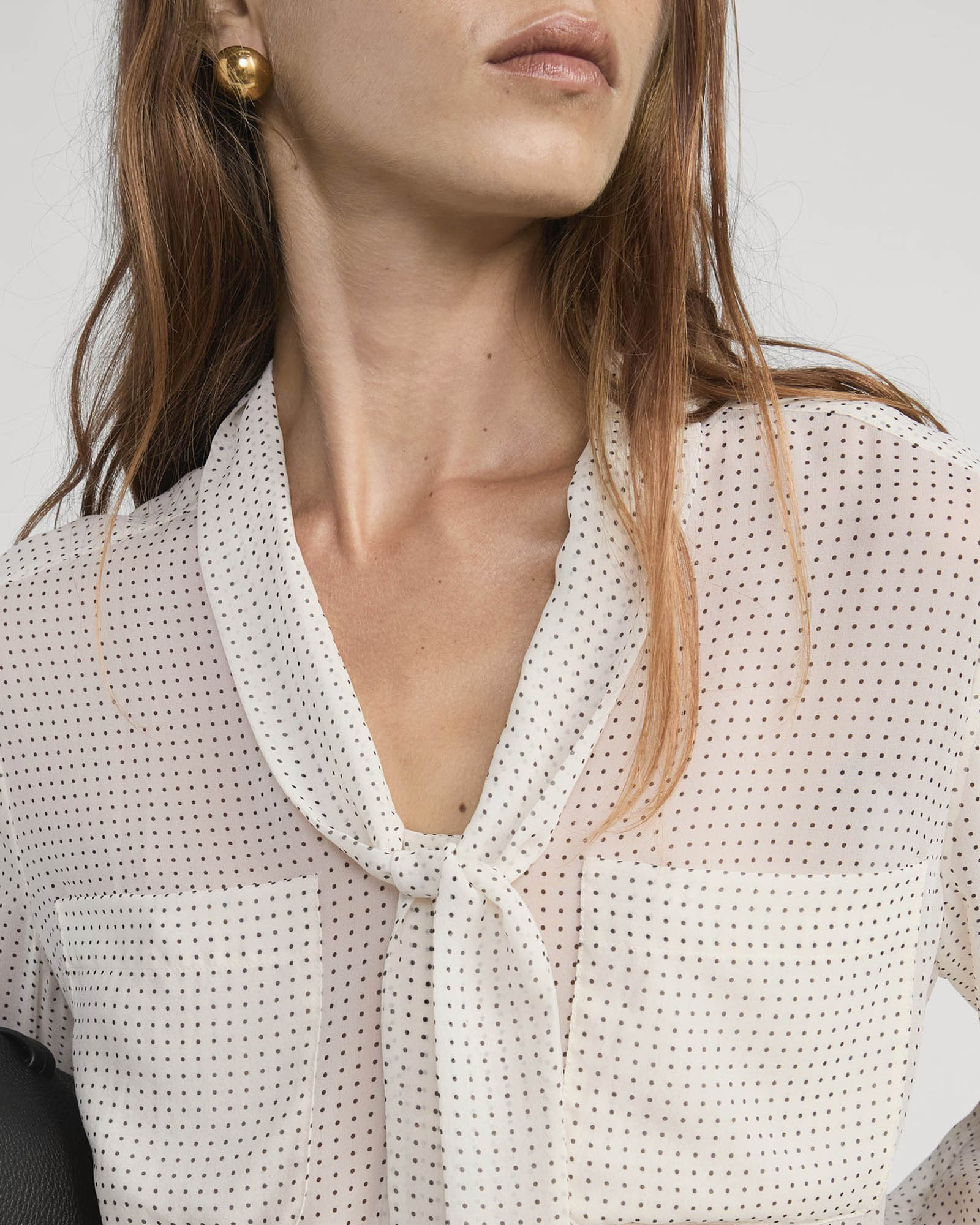 Polka Dot Modern Tie Blouse