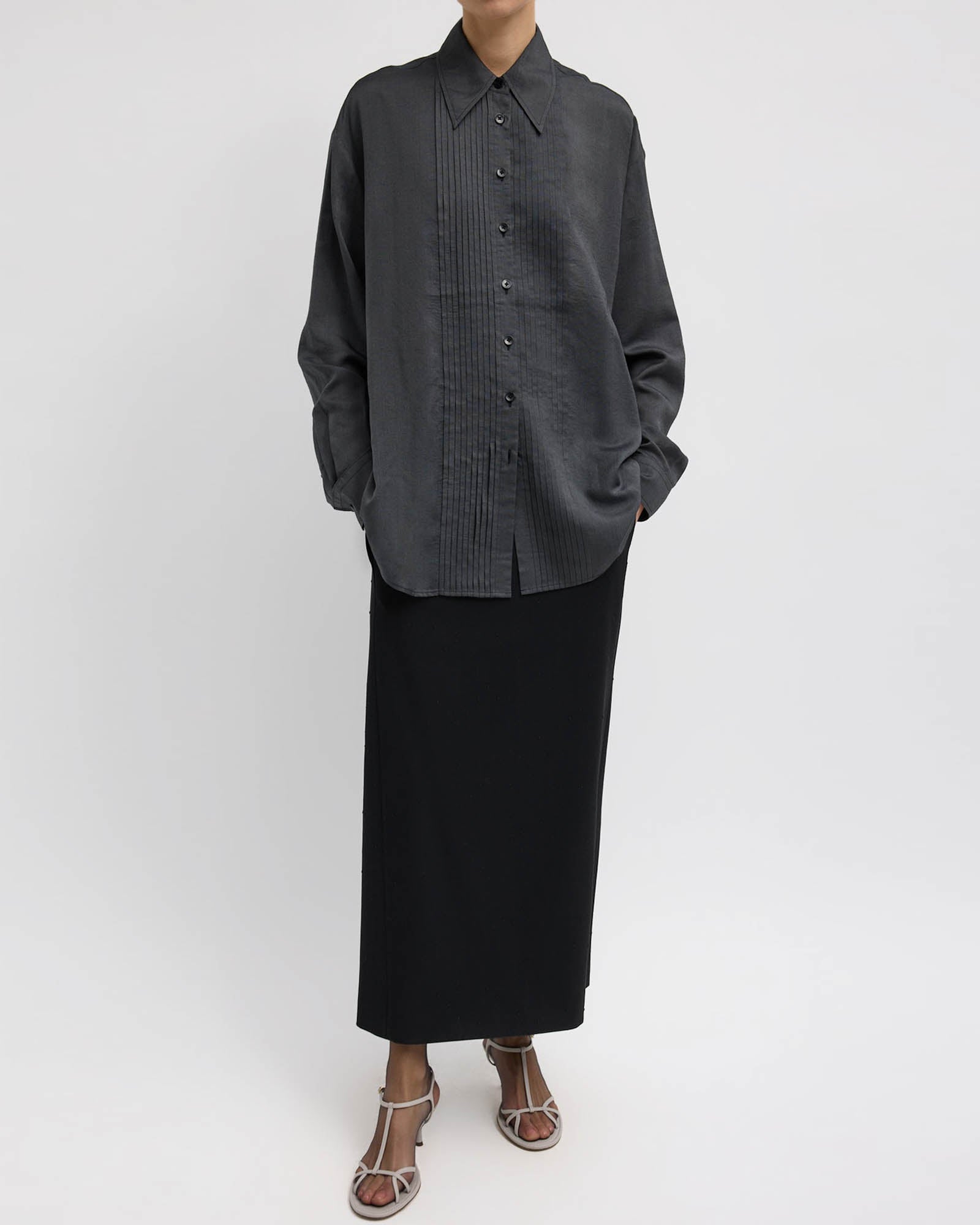 Silk Easy Pintucked Shirt