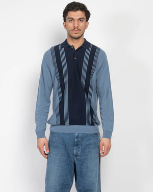 Polo à rayures en tricot 12G