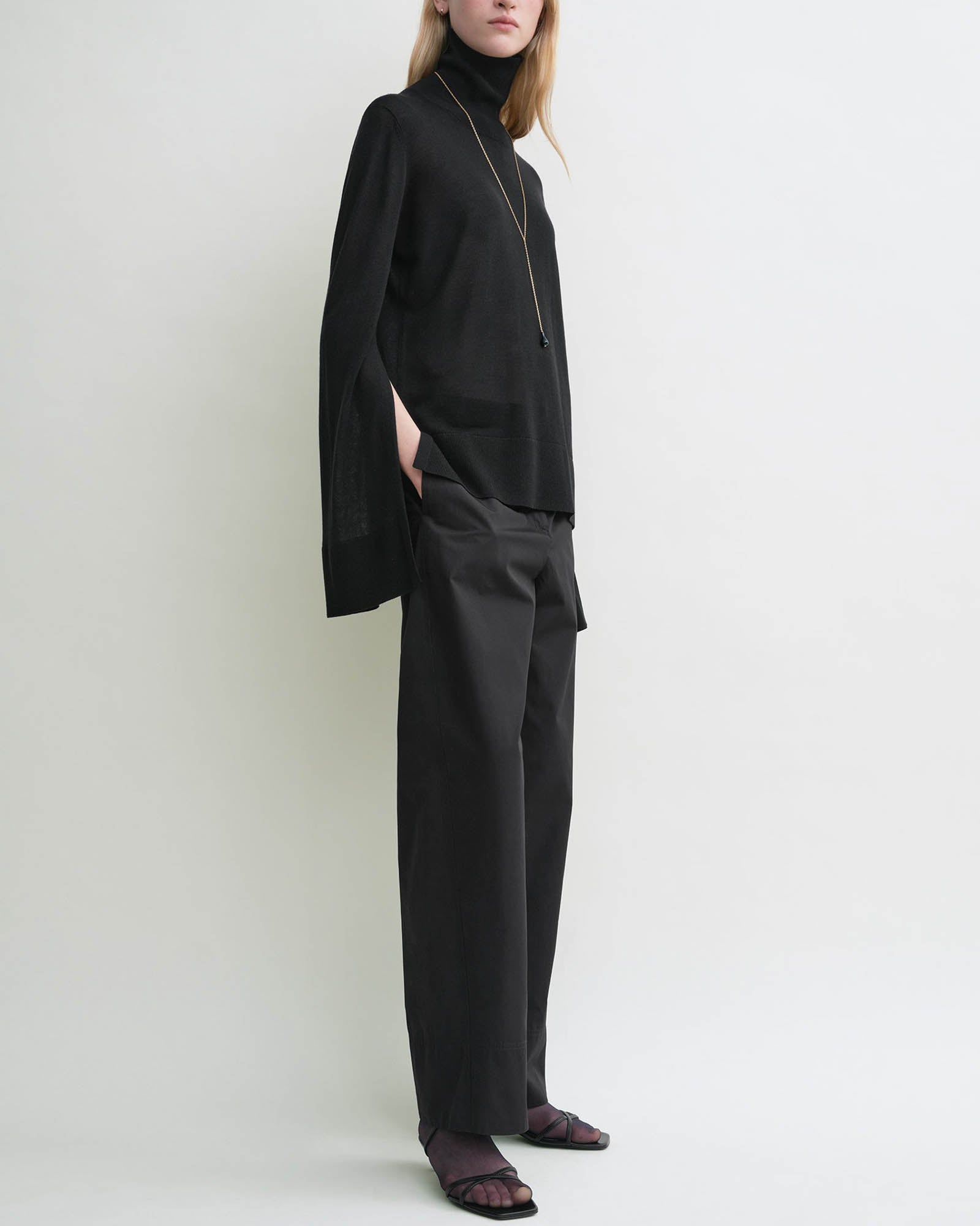 Slit Sleeve Turtleneck