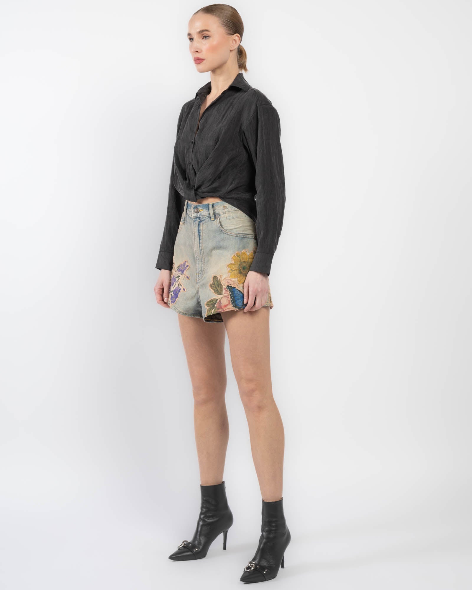 R13/アールサーティーン】3/4 SLEEVE TWISTED FRONT R13 Twisted Front Shirt