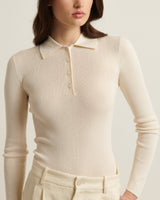 Silk Cashmere Ribbed Polo