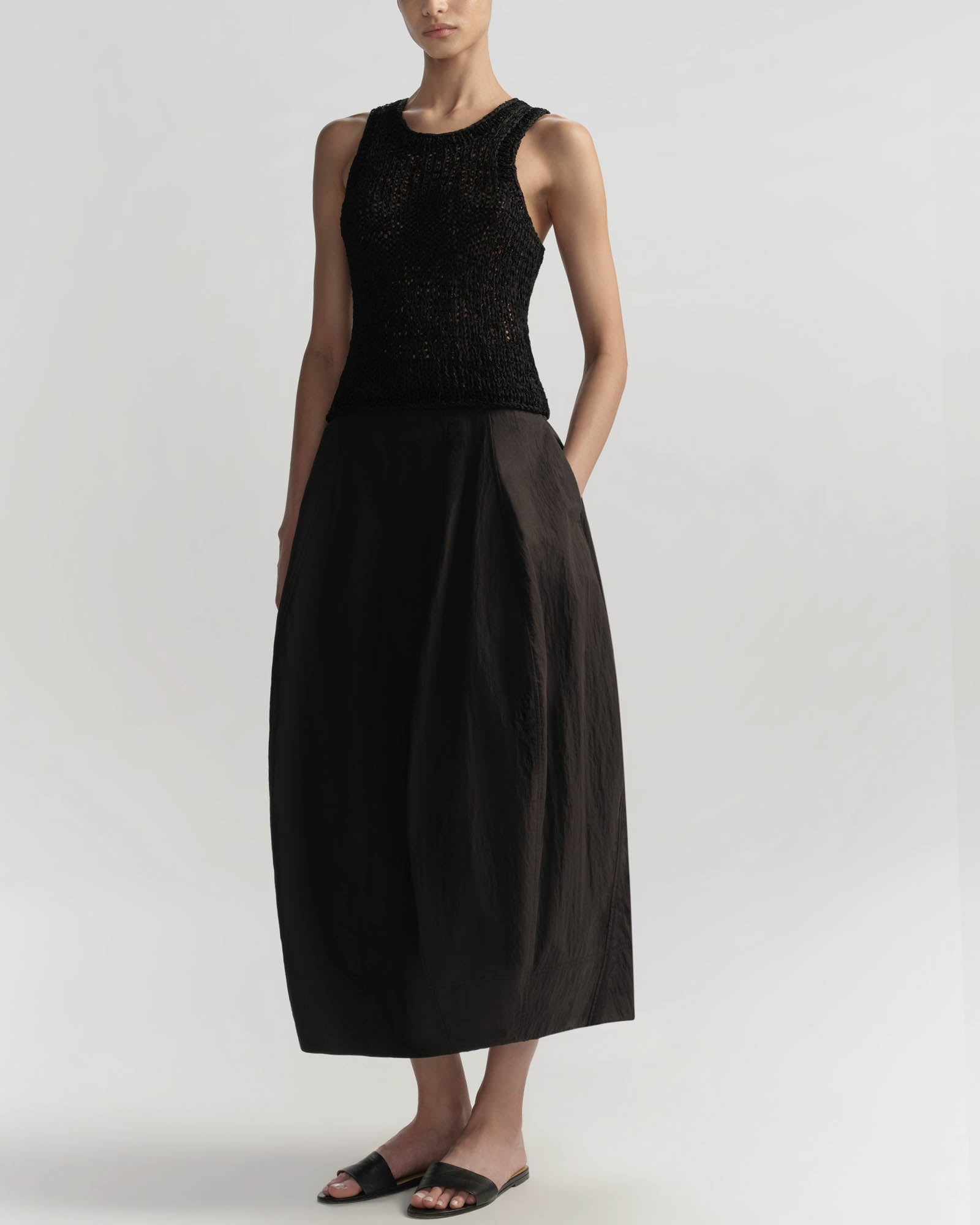 Veda Cotton Nylon Midi Skirt