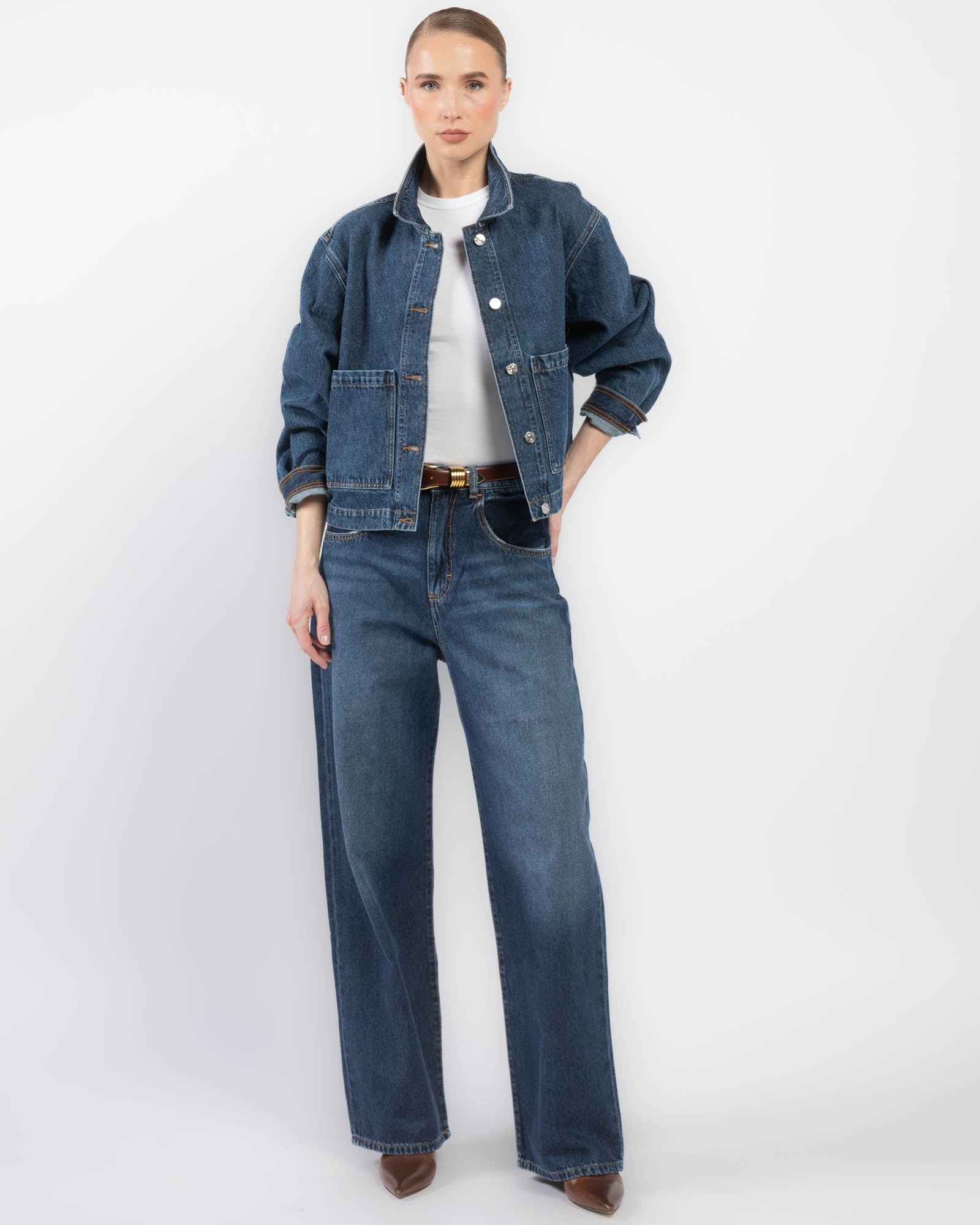 Veste en jean à poche plaquée