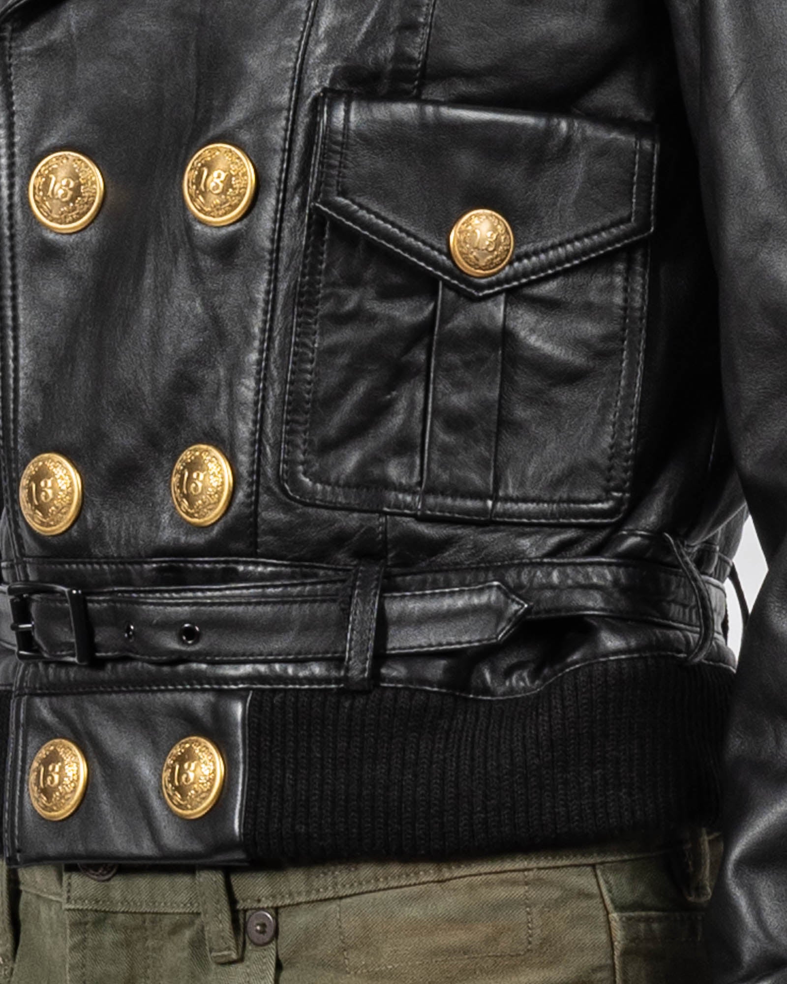 Leather Peacoat Jacket