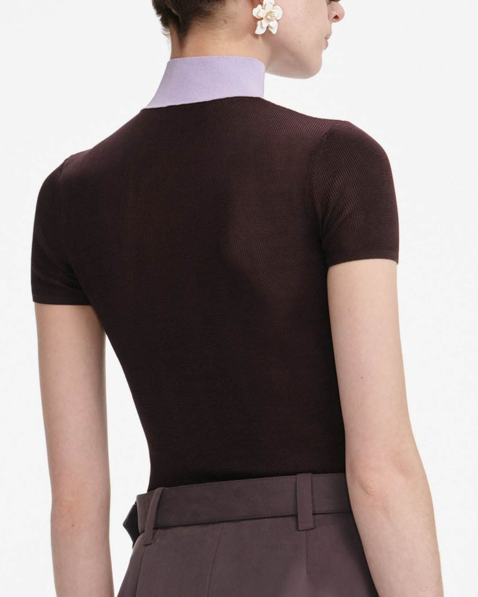 Haut en tricot à manches courtes