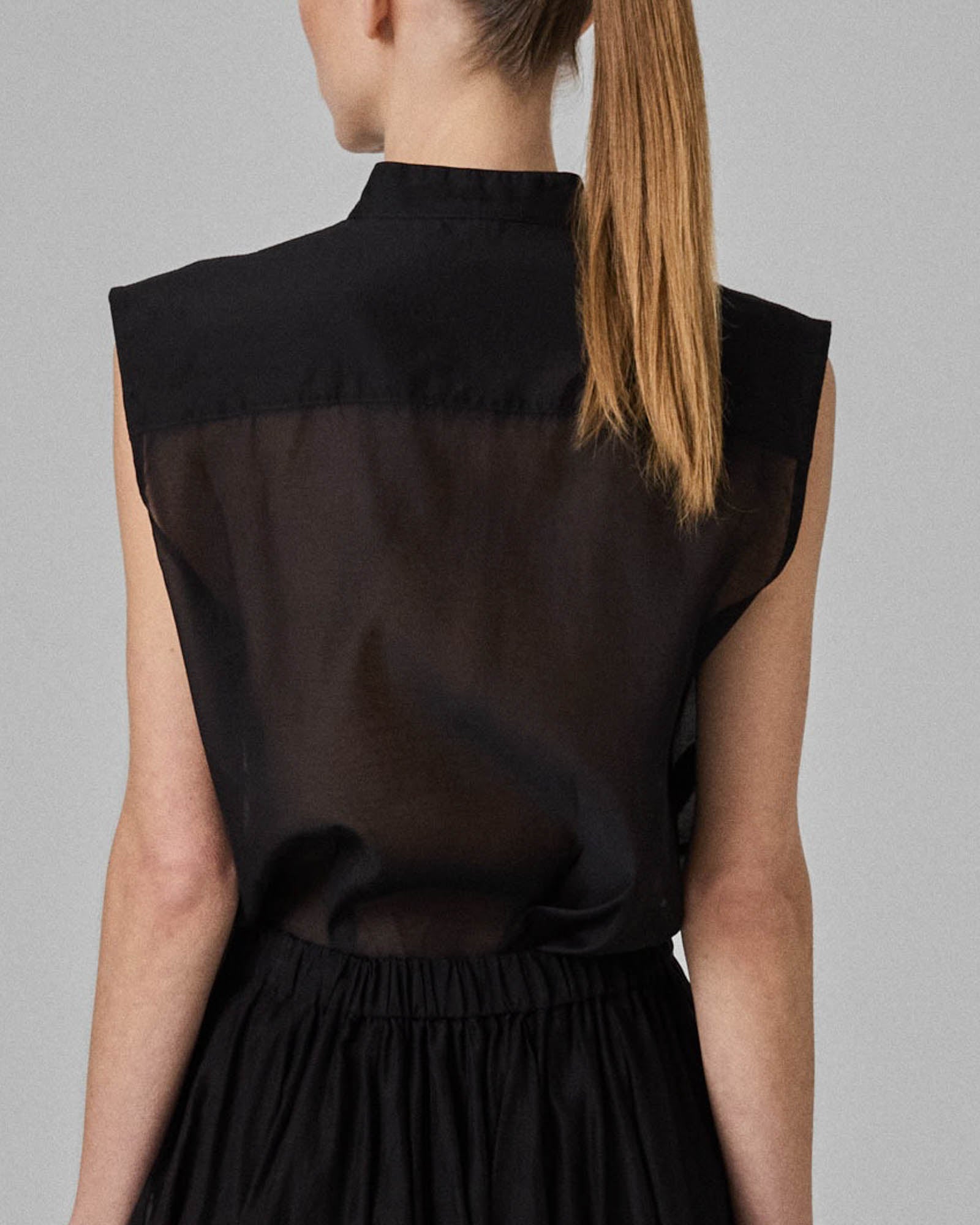 Sleeveless Tuxedo Shirt