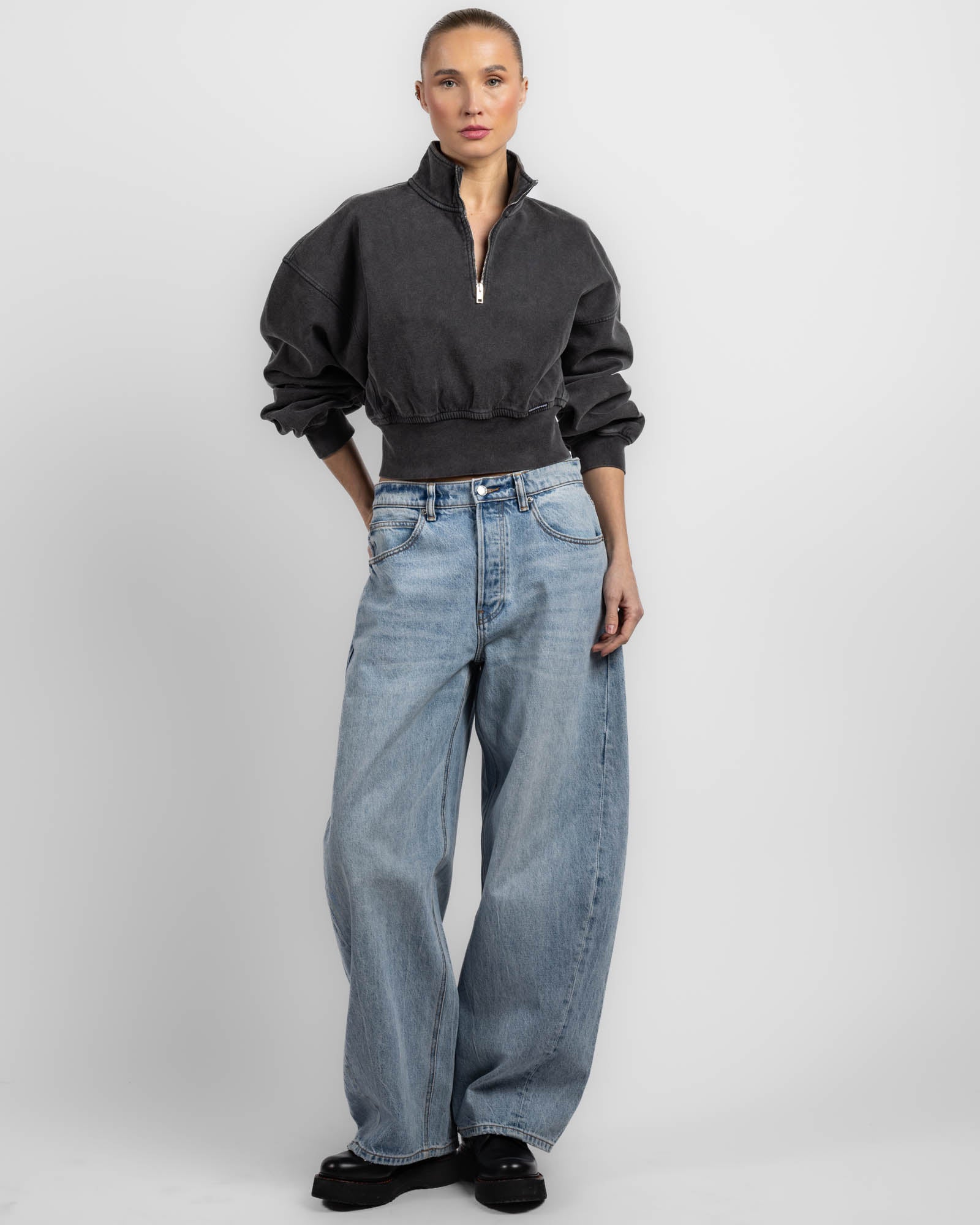 T BY ALEXANDER WANG Crop Zip Sweater