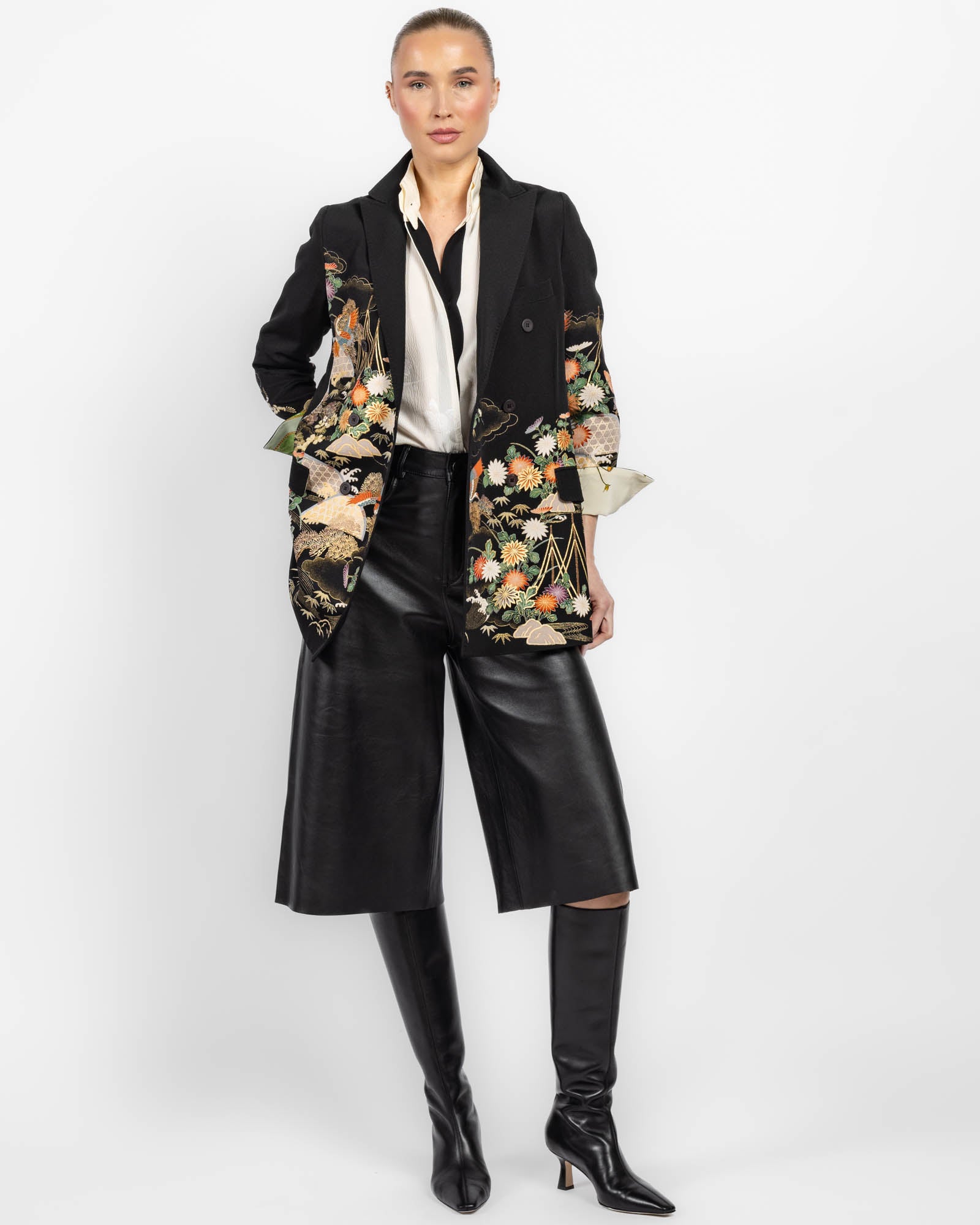 Flared Double-Breasted Kimono Jacket