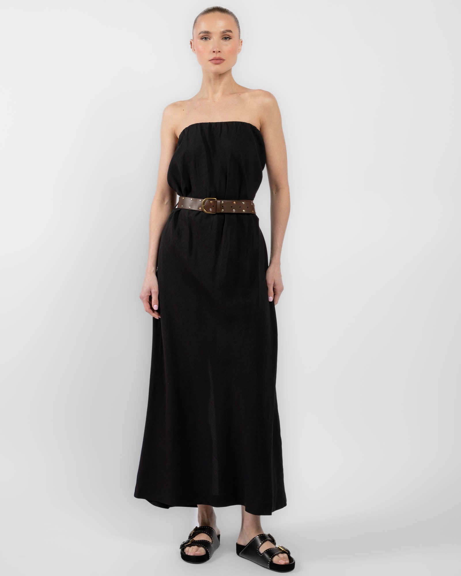 Belt Strapless Dress