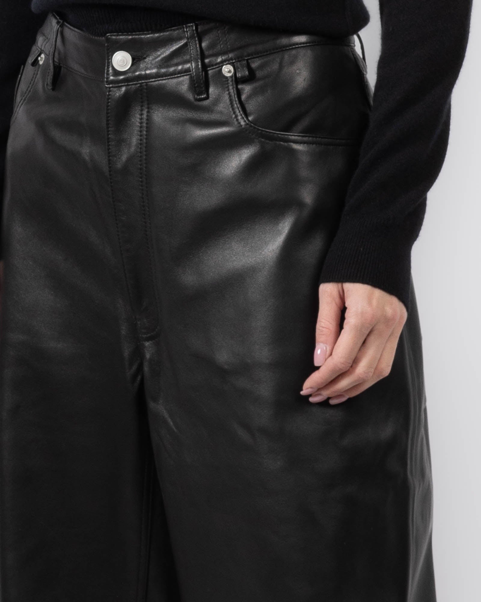Straight Baggy Leather Pants