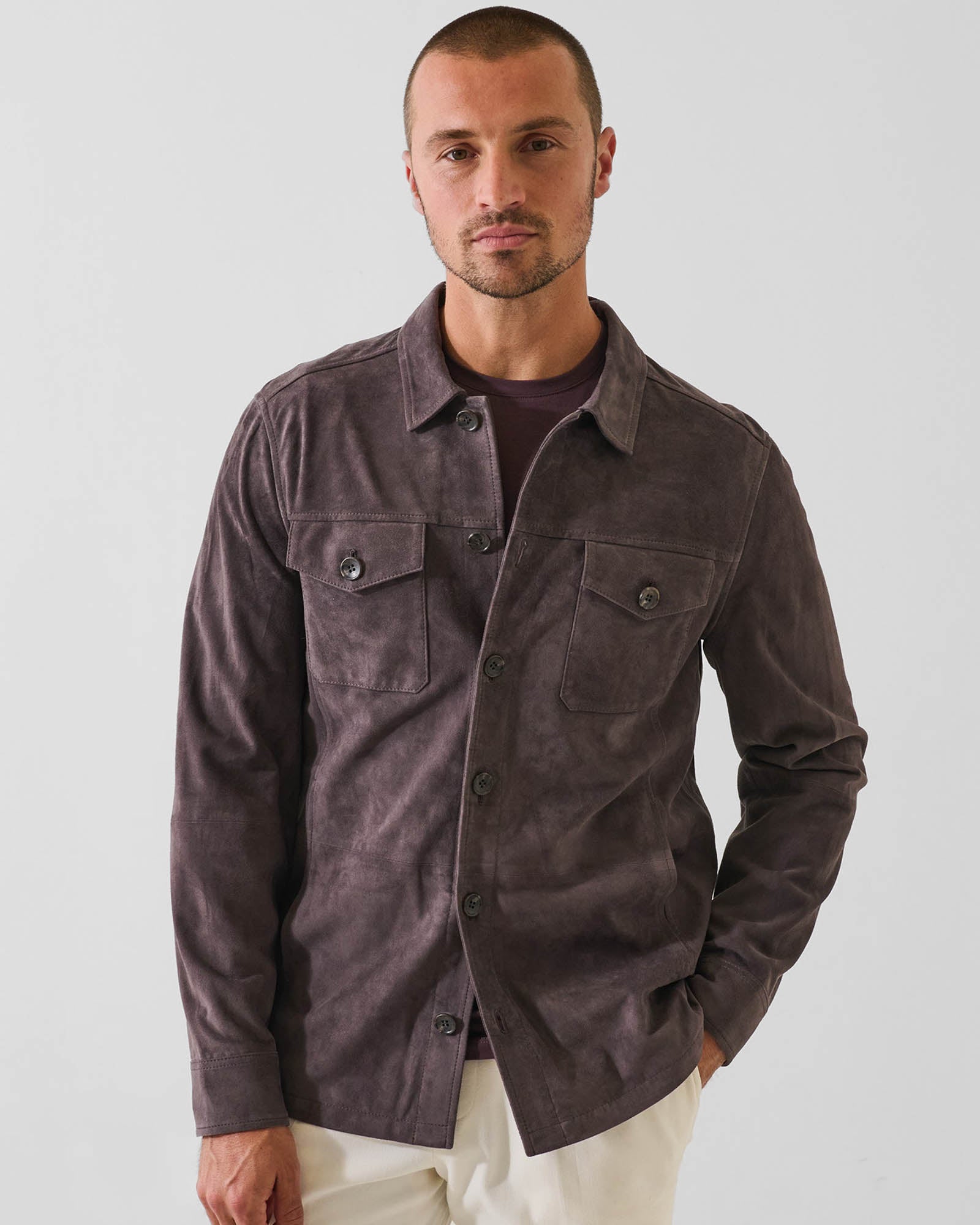 Veste chemise utilitaire en daim