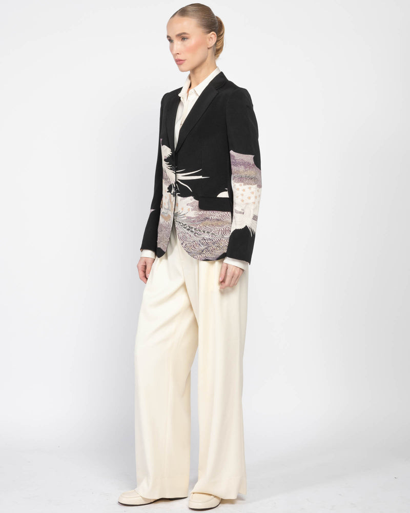 Single-Breasted Kimono Embroidered Blazer