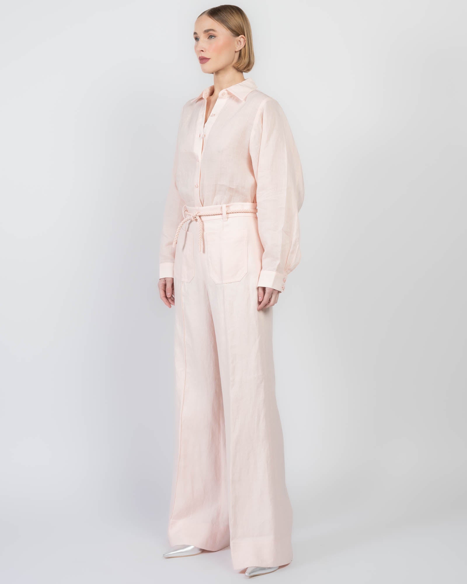 Pantalon évasé en lin