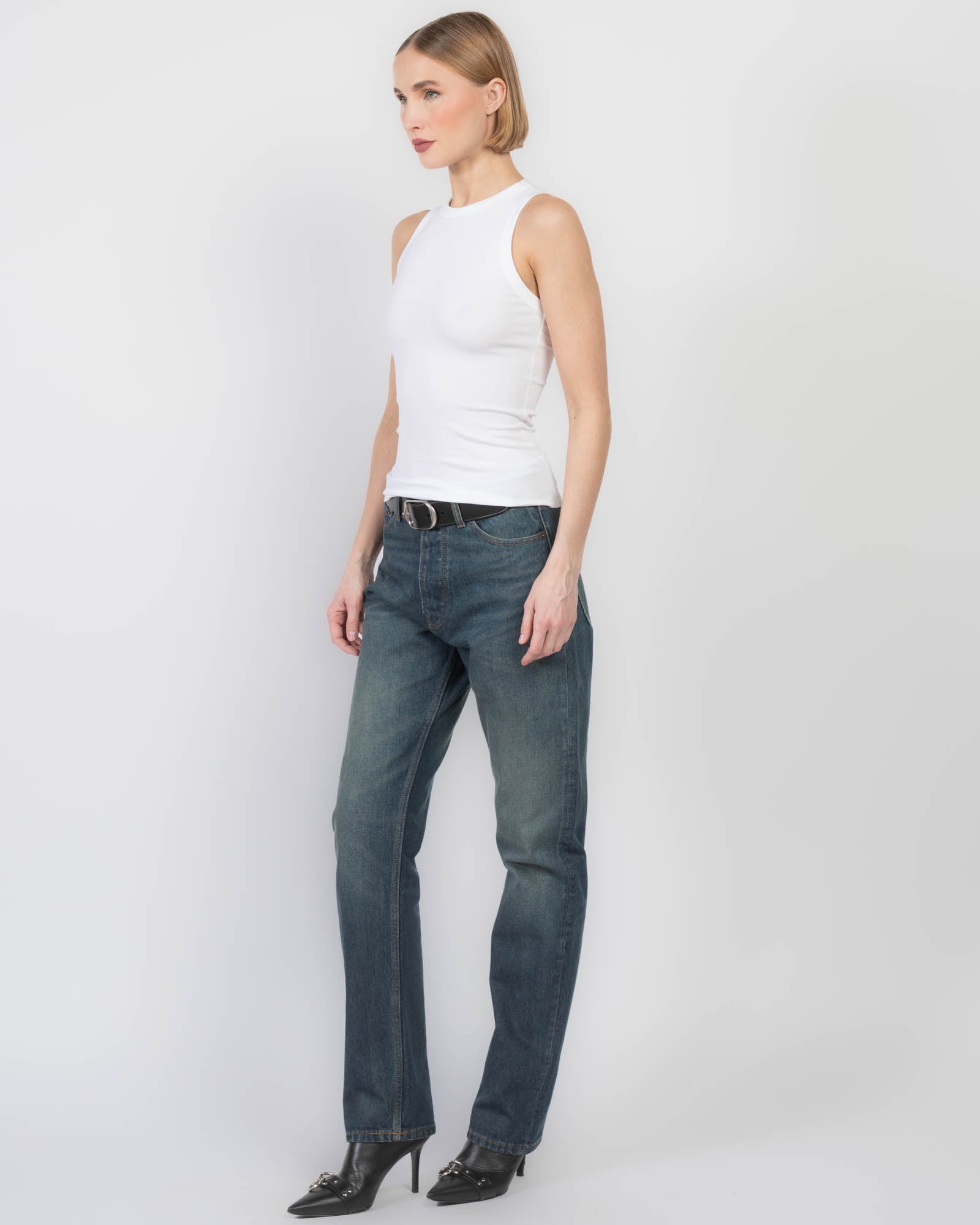 Ribbed High Neck Tank