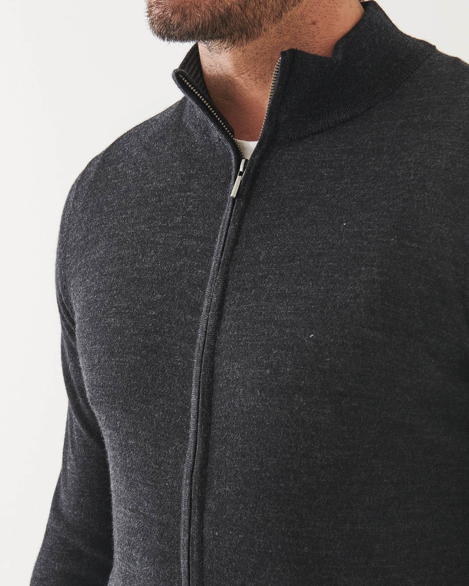 Merino Full Zip Mock Neck