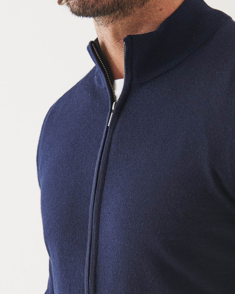 Merino Full Zipper Mockneck Sweater