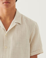 Linen Stripe Camp Collar Shirt