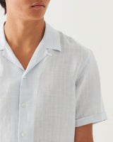 Linen Stripe Camp Collar Shirt