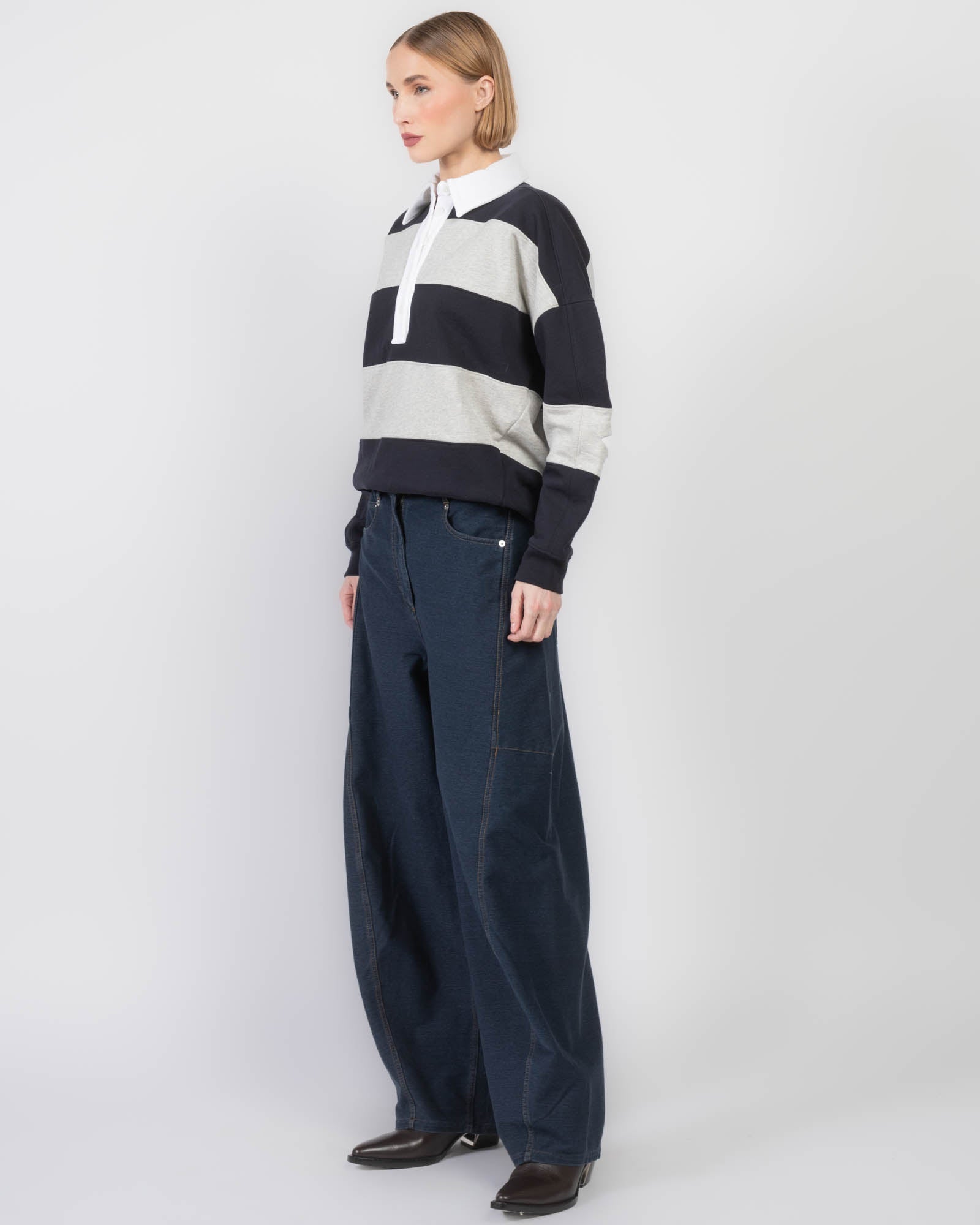 Barrel Denim Knit Jeans