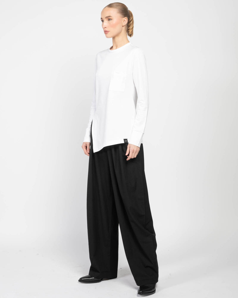 Long Sleeve Unbalance Slit T-Shirt