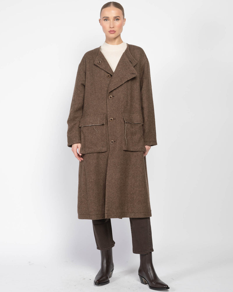 O-Collarless Wind Breaker Coat