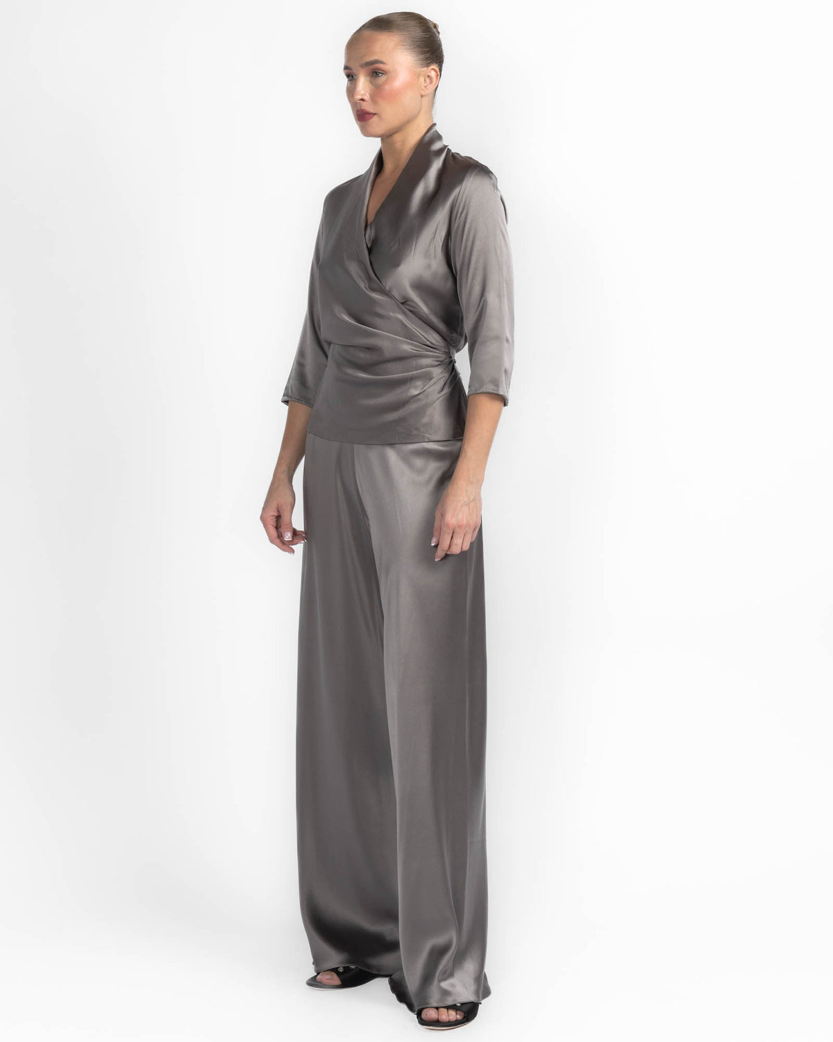 Three-Quarter Sleeve Wrap Top