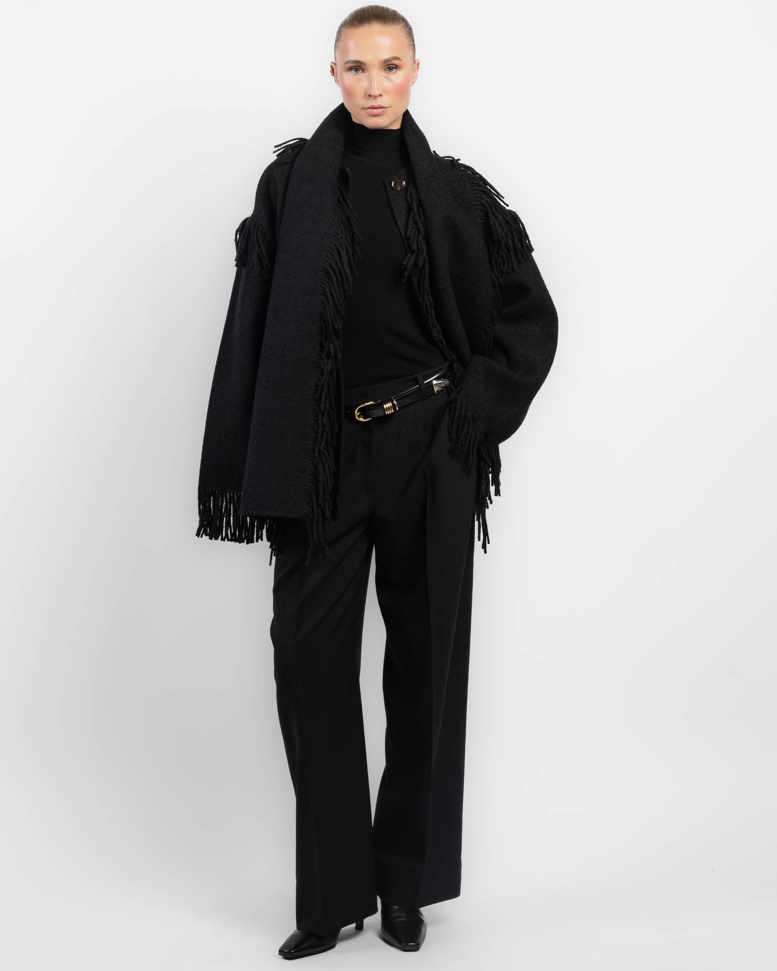 Veste écharpe à franges